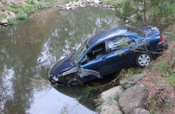 car in the water